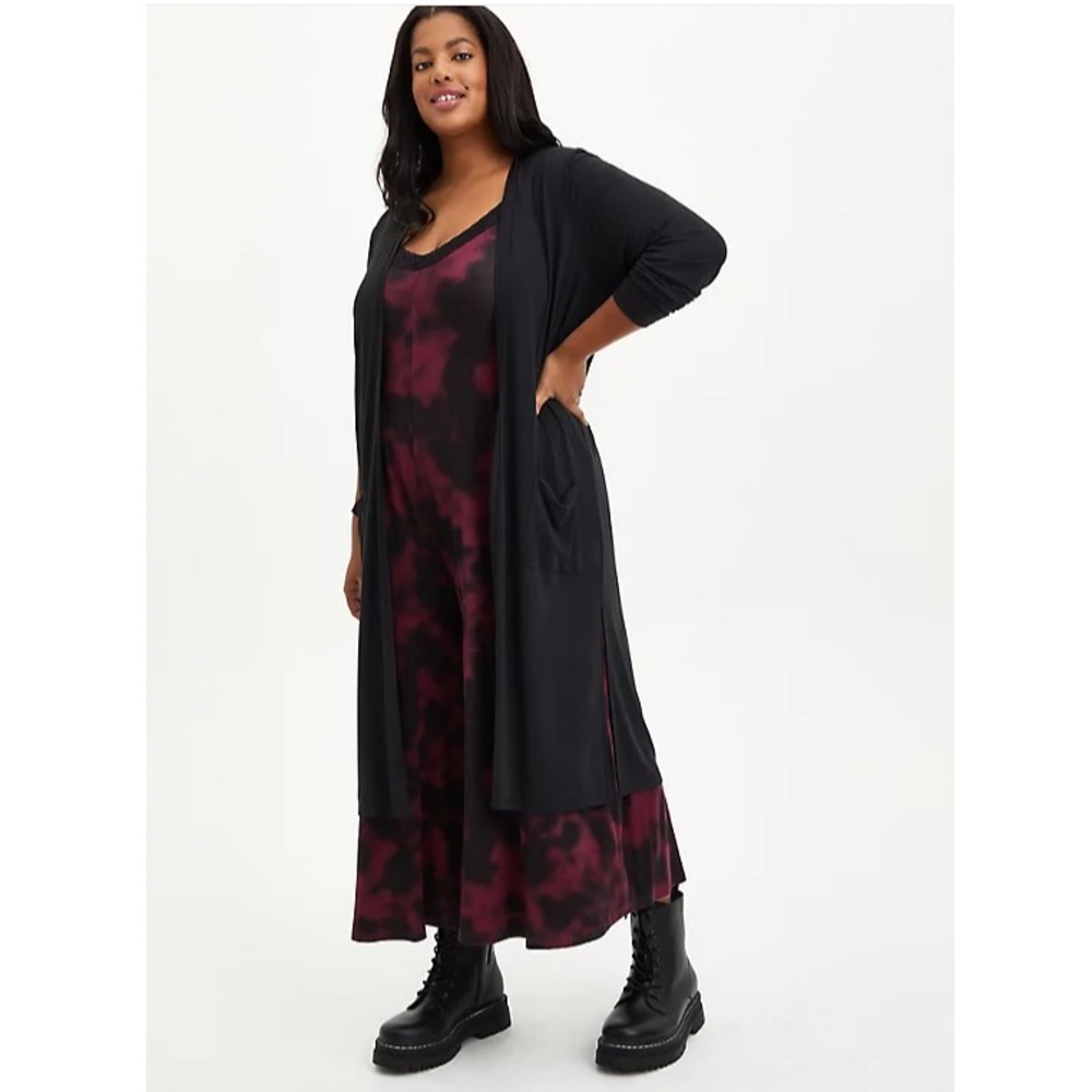 Torrid Black Duster Open Front Longline Cardigan